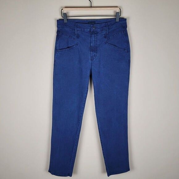 Mother Size 28 The Breaker Crop Jeans Straight Leg Stretch Eclipse Blue - Picture 2 of 12